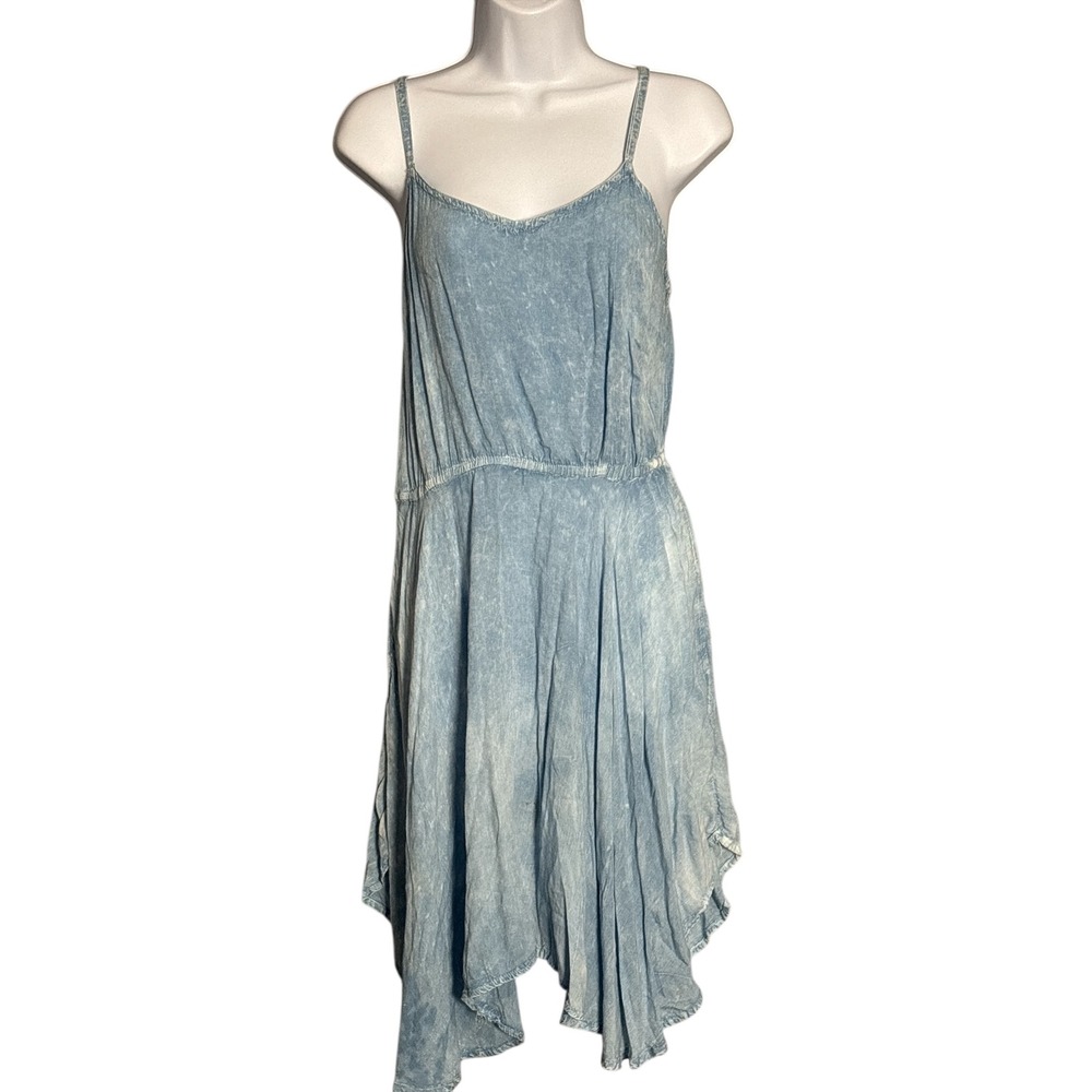 ACE FASHION Womens Blue Tie Dye Spaghetti Strap Asymmetrical Hem Dress Size L‎